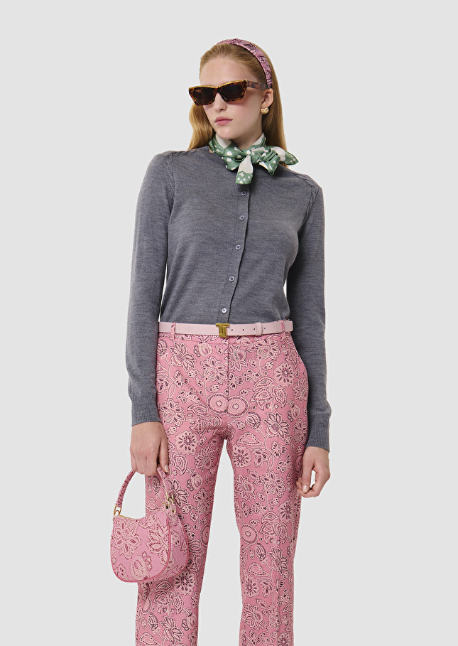 Gilet Ginno gris en laine merinos Gris chine TARA JARMON