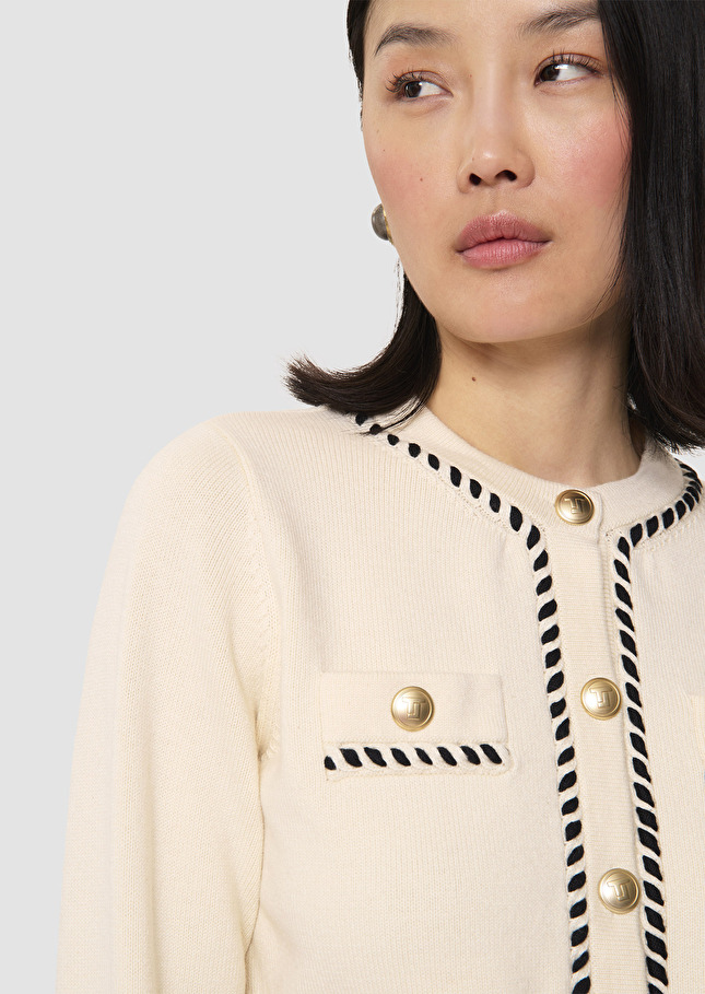 Gilet Gemini écru en coton et laine Ecru TARA JARMON