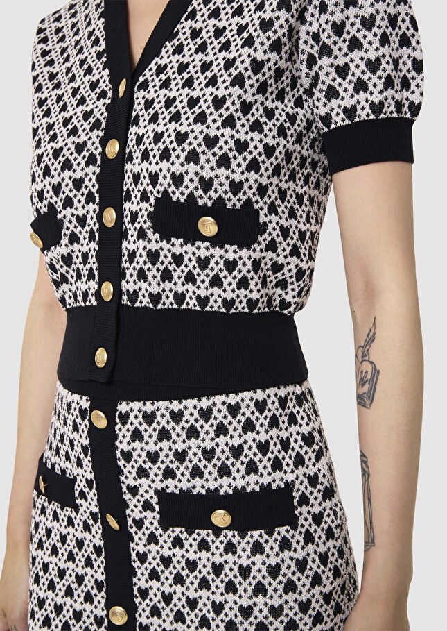 Gilet Gavril écru en coton en jacquard coeurs Craie TARA JARMON