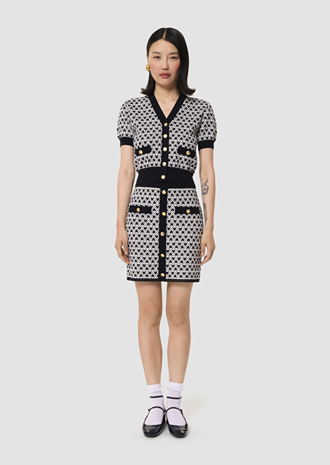Gilet Gavril écru en coton en jacquard coeurs Craie TARA JARMON