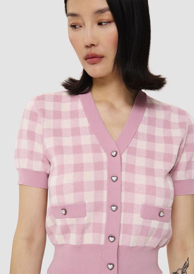 Gilet Gavril rose en vichy Vieux rose TARA JARMON
