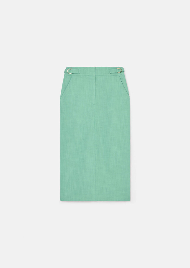 Jupe Justina verte en tissu flammé