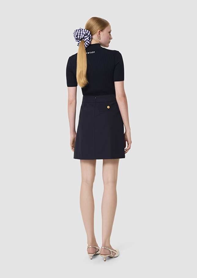 Jupe Jimmy bleu nuit en laine tailleur Nuit TARA JARMON