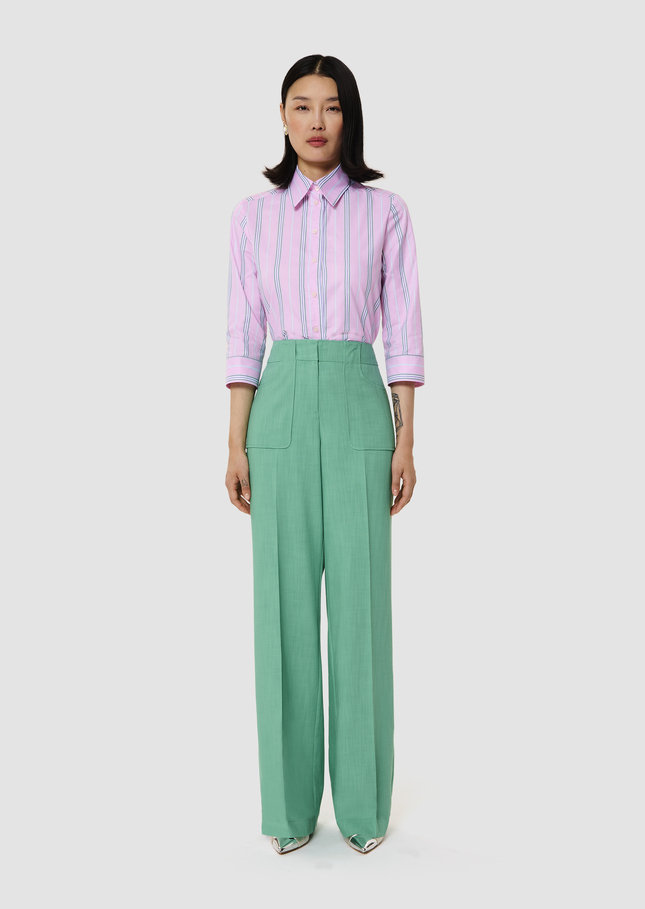 Pantalon Pan vert en tissu flammé Vert TARA JARMON