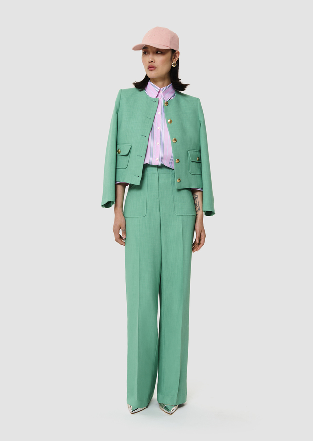 Pantalon Pan vert en tissu flammé Vert TARA JARMON