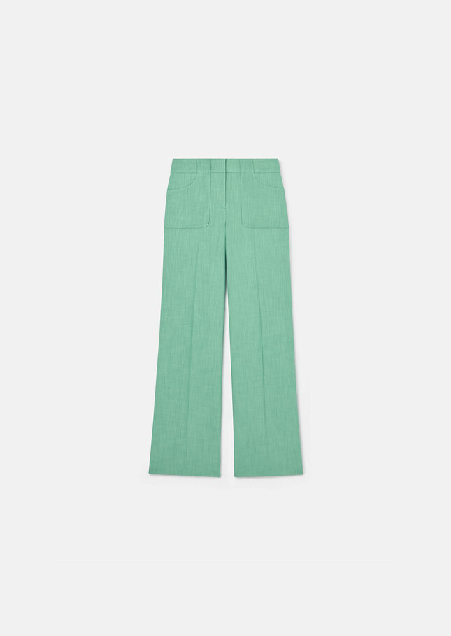 Pantalon Pan vert en tissu flammé Vert TARA JARMON