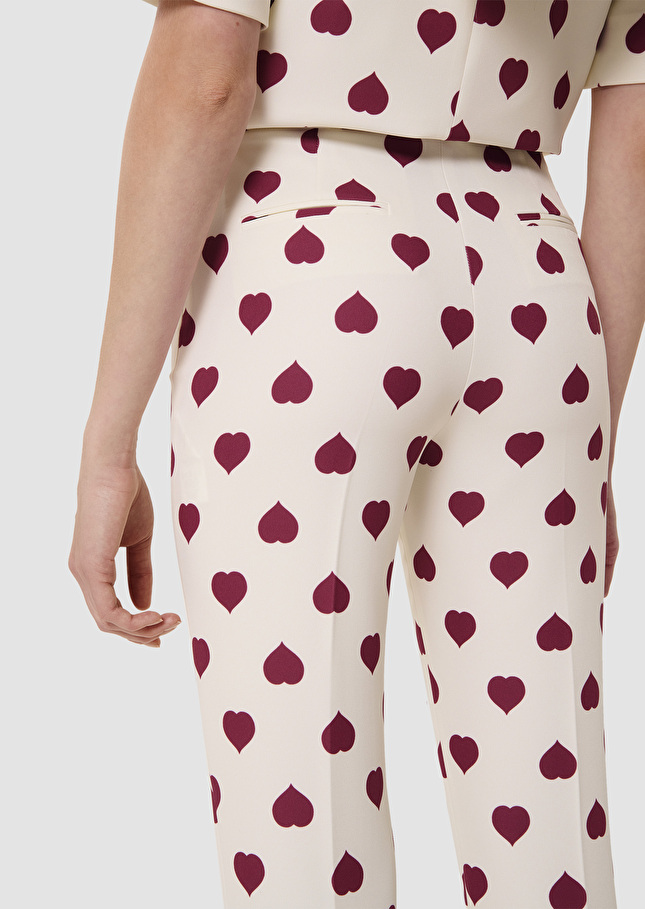 Pantalon Paivan écru imprimé coeurs Craie TARA JARMON