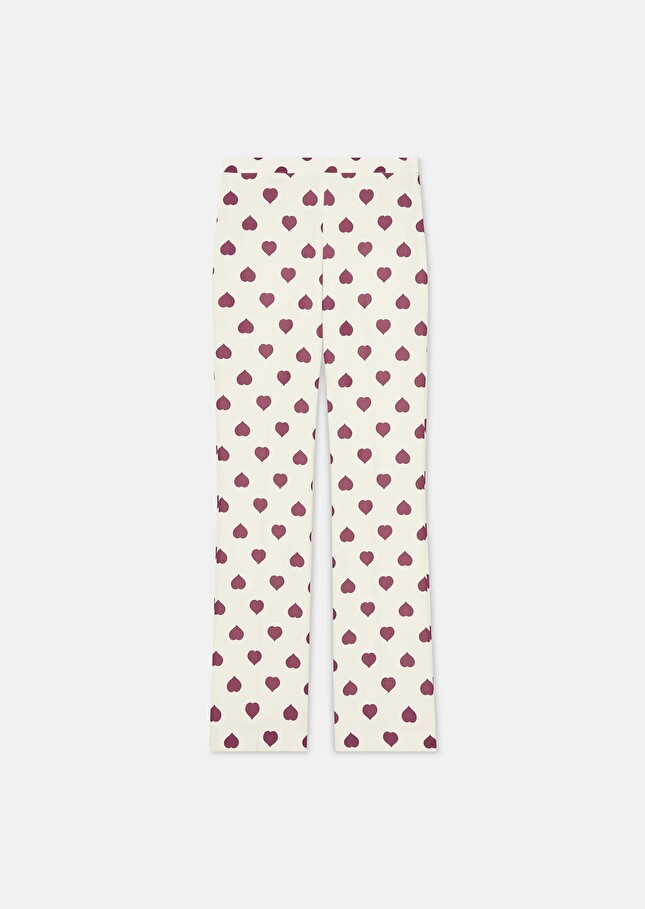Pantalon Paivan écru imprimé coeurs Craie TARA JARMON