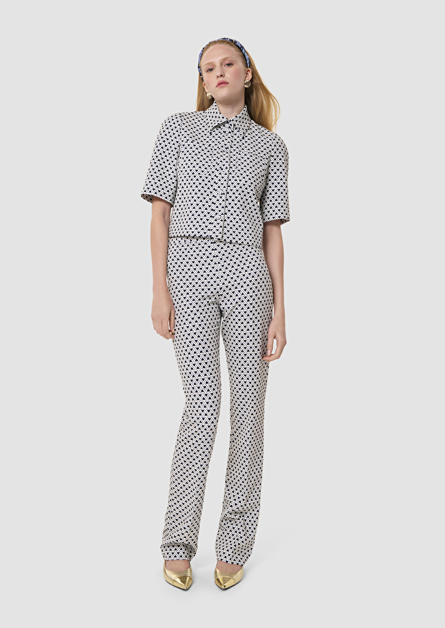 Pantalon Paivan écru imprimé mini coeurs Craie TARA JARMON