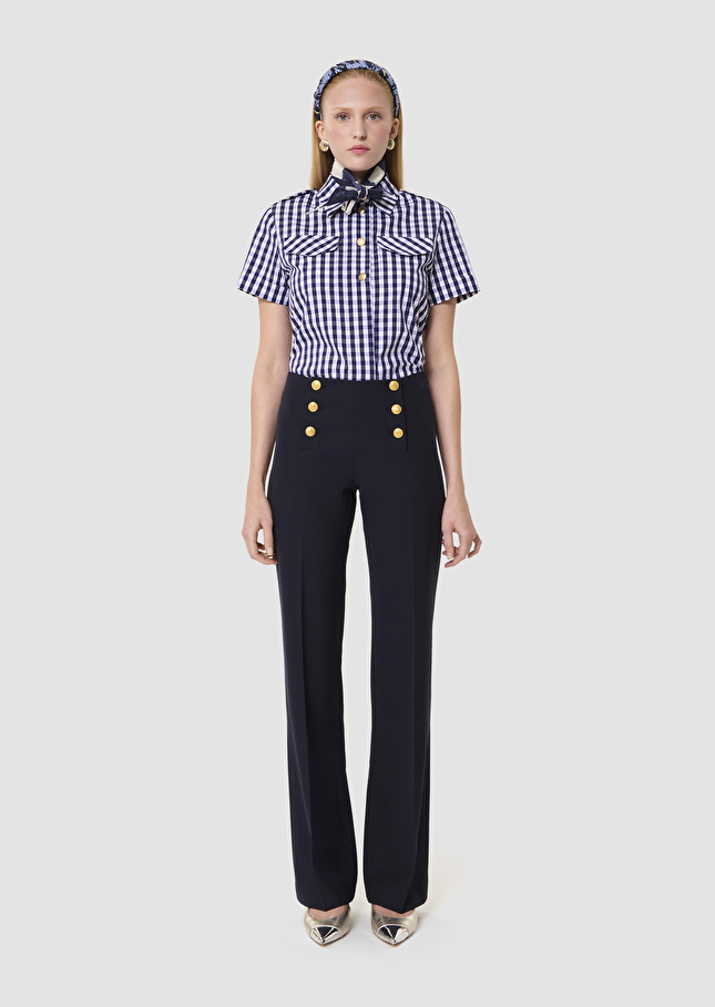 Pantalon Pepino bleu nuit en laine tailleur Nuit TARA JARMON