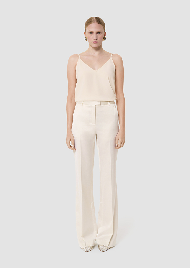 Pantalon Pitt écru en lin satiné Ecru TARA JARMON