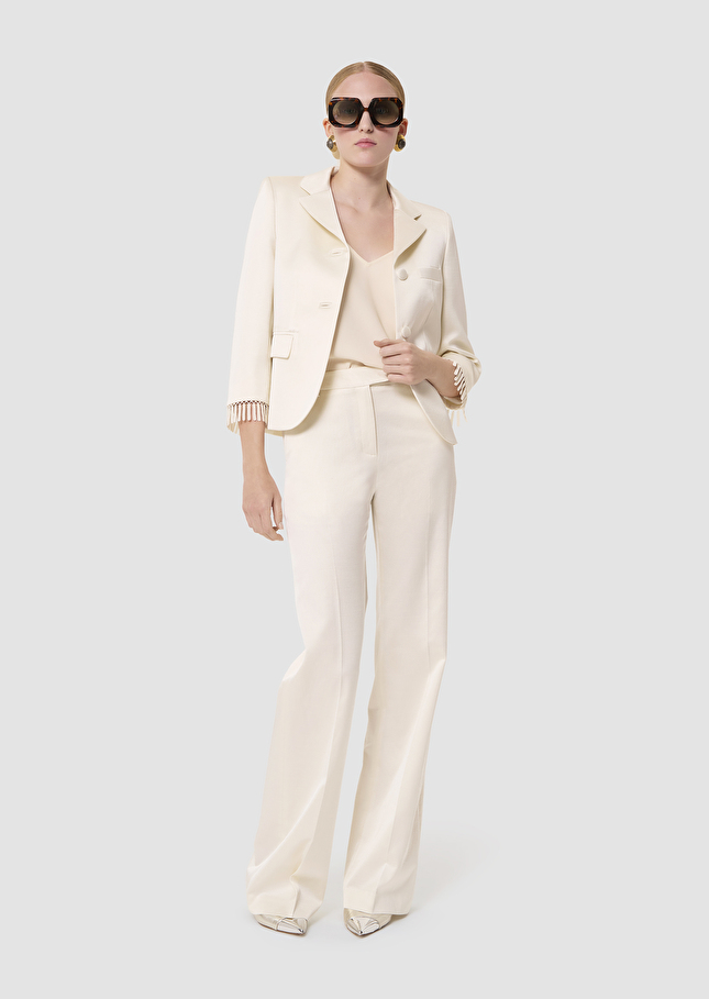 Pantalon Pitt écru en lin satiné Ecru TARA JARMON