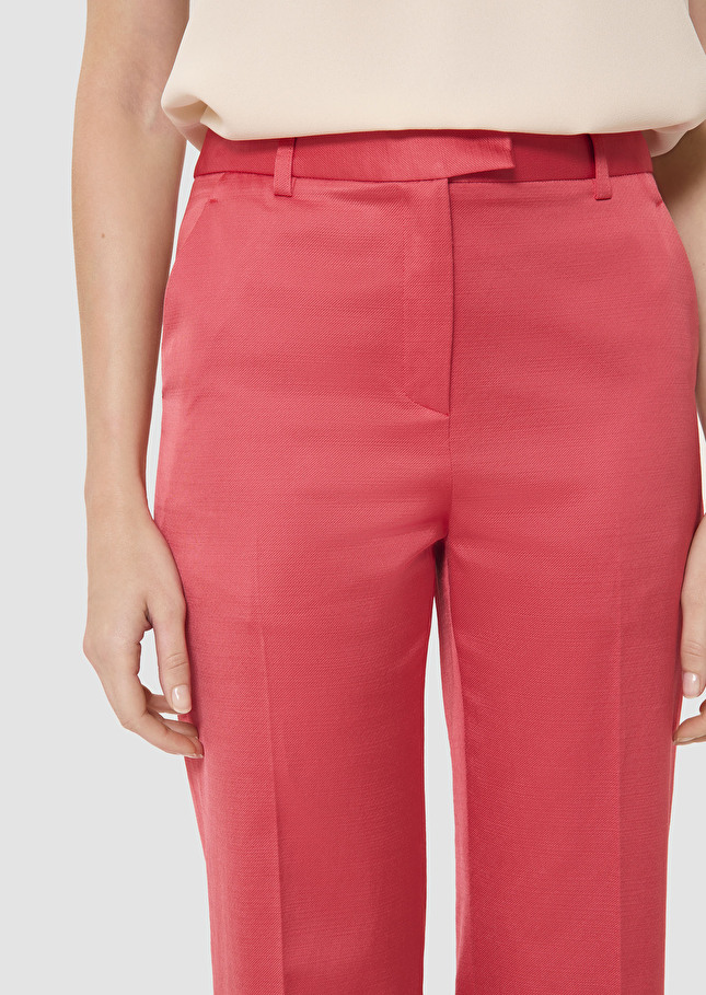 Pantalon Pitt rouge en lin satiné