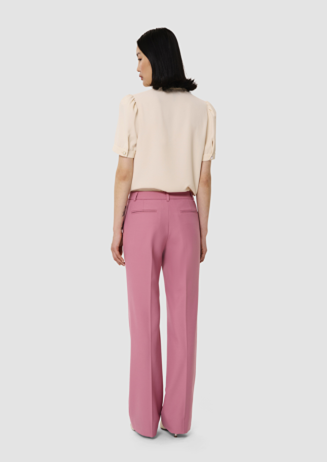 Pantalon Poupee rose en laine tailleur Bois de rose TARA JARMON