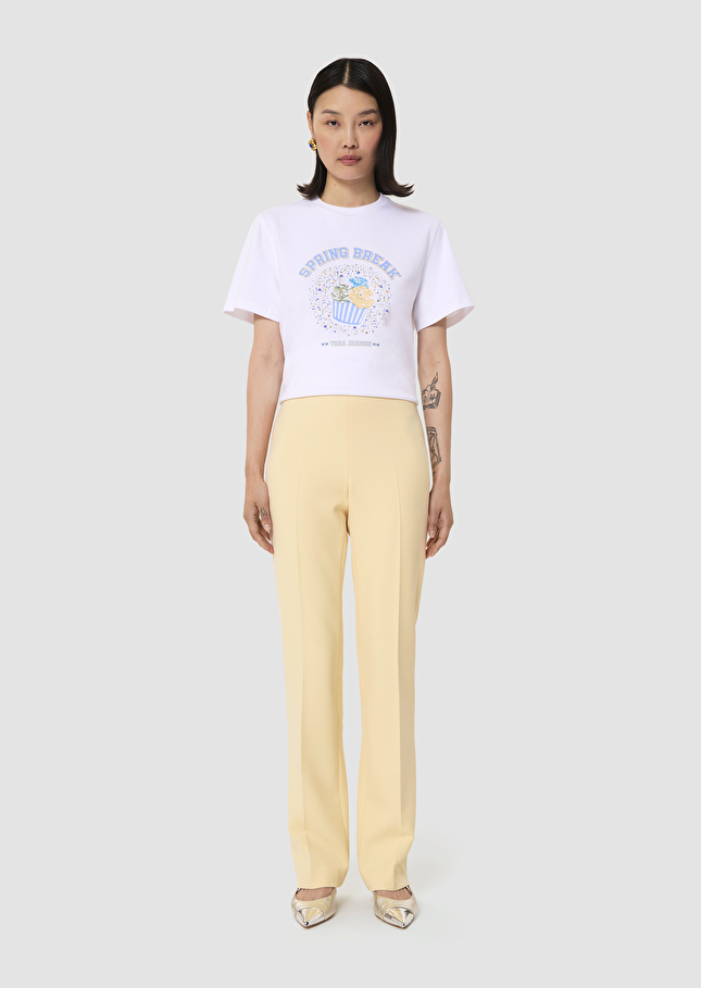 Pantalon Papillon jaune en toile double Vanille TARA JARMON