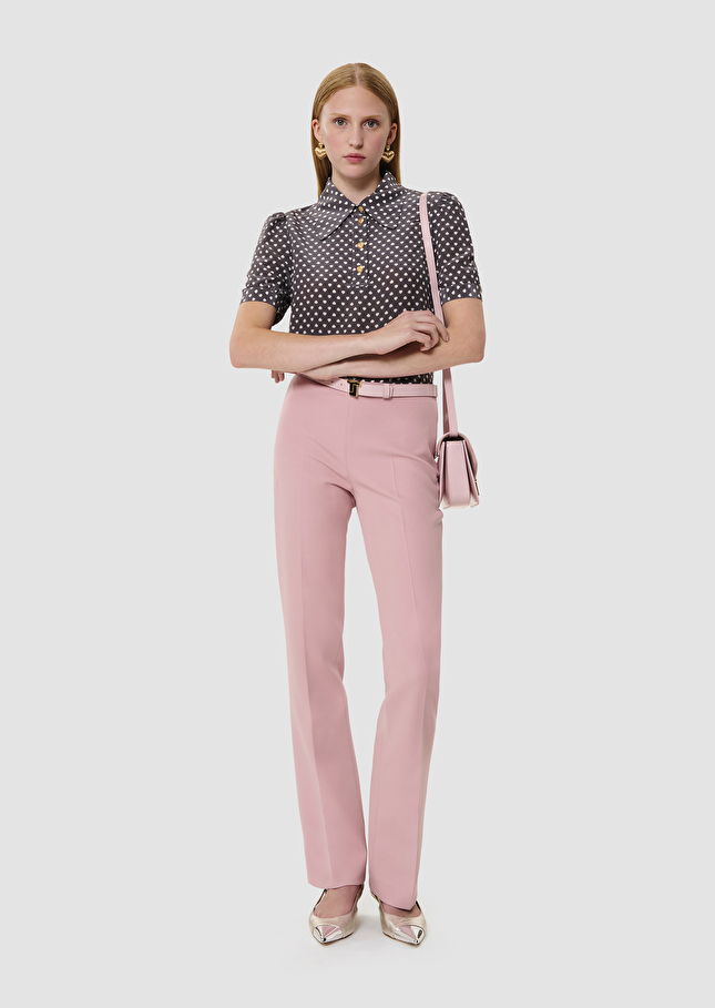 Pantalon Papillon rose en toile double Blush TARA JARMON