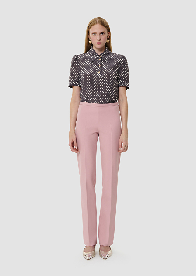 Pantalon Papillon rose en toile double Blush TARA JARMON