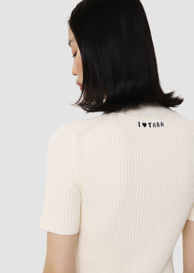 Pull Perla écru en maille côtelée Ecru TARA JARMON