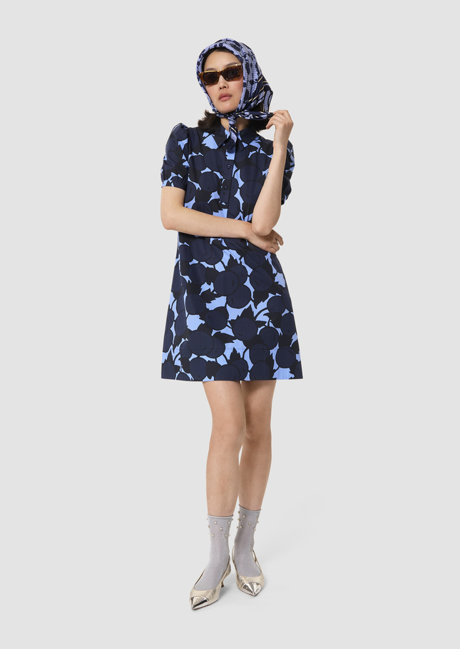 Robe Romancine bleue imprimée cerises Horizon TARA JARMON
