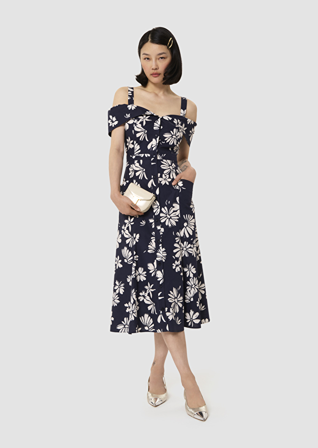 Robe Raquelita bleu nuit imprimé fleuri Nuit TARA JARMON