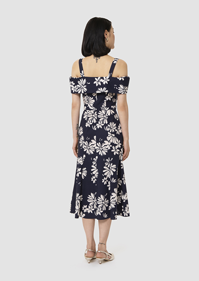 Robe Raquelita bleu nuit imprimé fleuri Nuit TARA JARMON