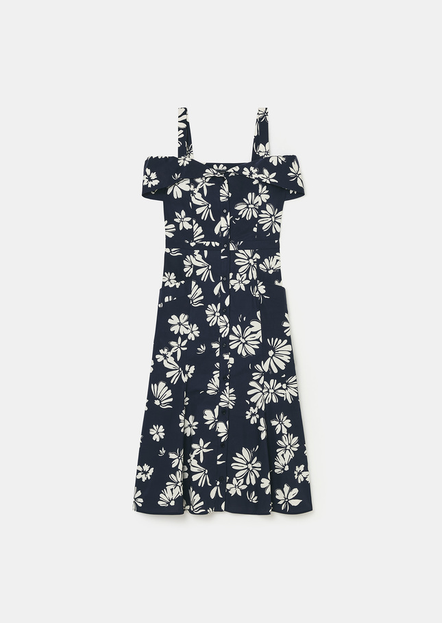 Robe Raquelita bleu nuit imprimé fleuri Nuit TARA JARMON