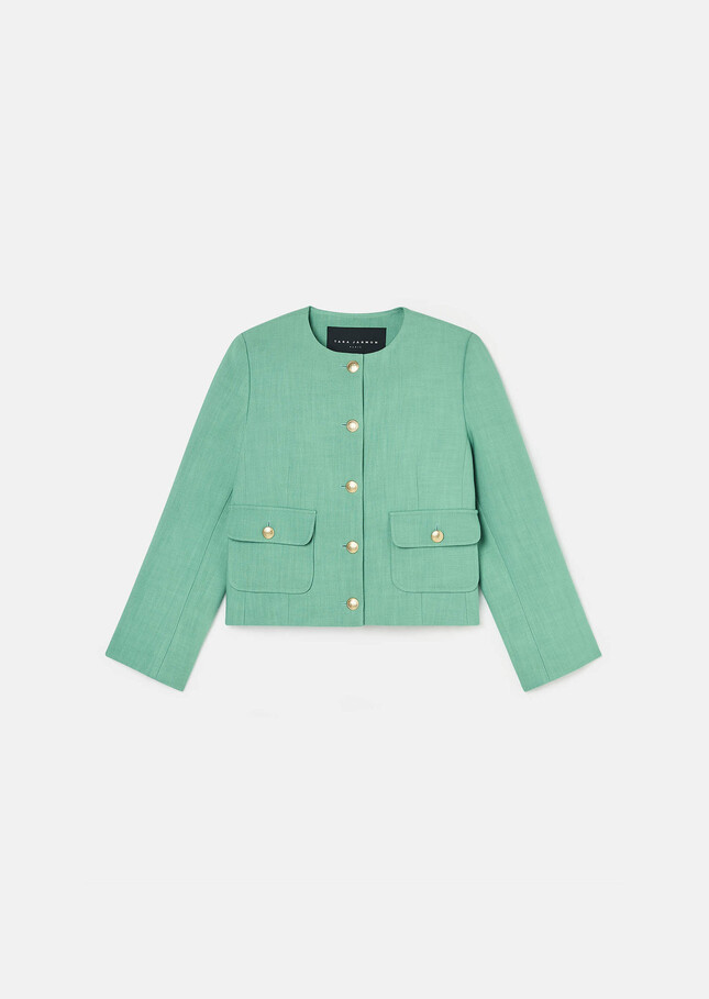Veste Vinny verte en tissu flammé Vert TARA JARMON