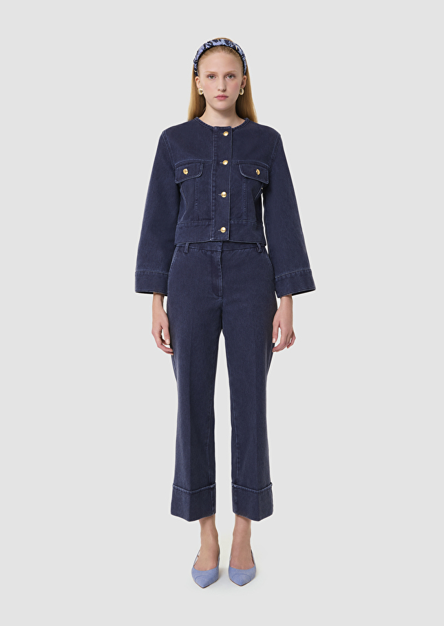 Veste Vick bleue en denim brut Indigo TARA JARMON