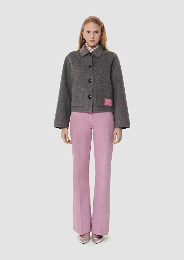 Veste Vinci grise en laine double face Gris chine TARA JARMON