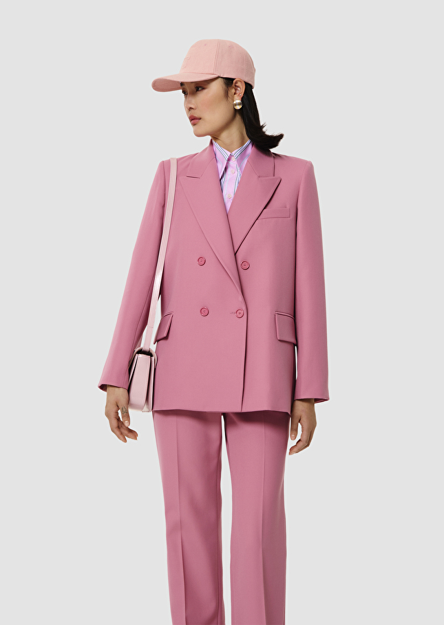 Veste Valson rose en laine tailleur