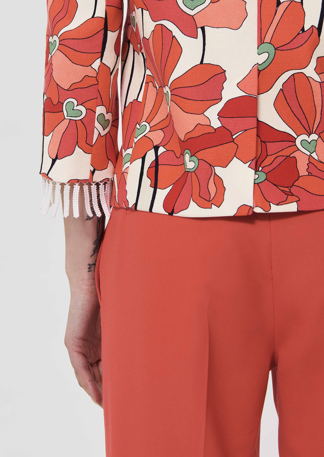 Veste Valensole rouge en coton à motifs fleuris