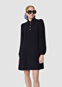 Robe Rolfo bleu nuit en crêpe Ecru, Nuit TARA JARMON