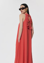 Robe Roxanne rouge en crêpe Coquelicot, Vert TARA JARMON