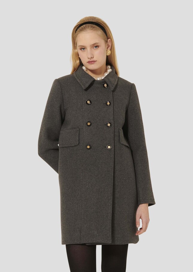 Manteau Marceau gris chiné en laine Gris chine TARA JARMON