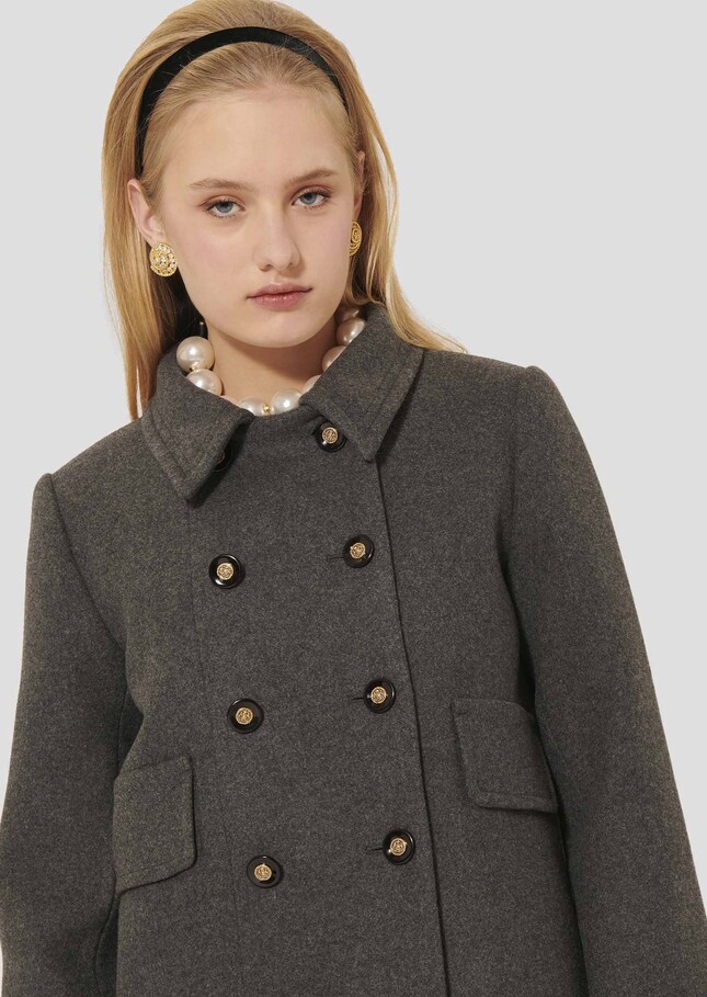 Manteau Marceau gris chiné en laine Gris chine TARA JARMON