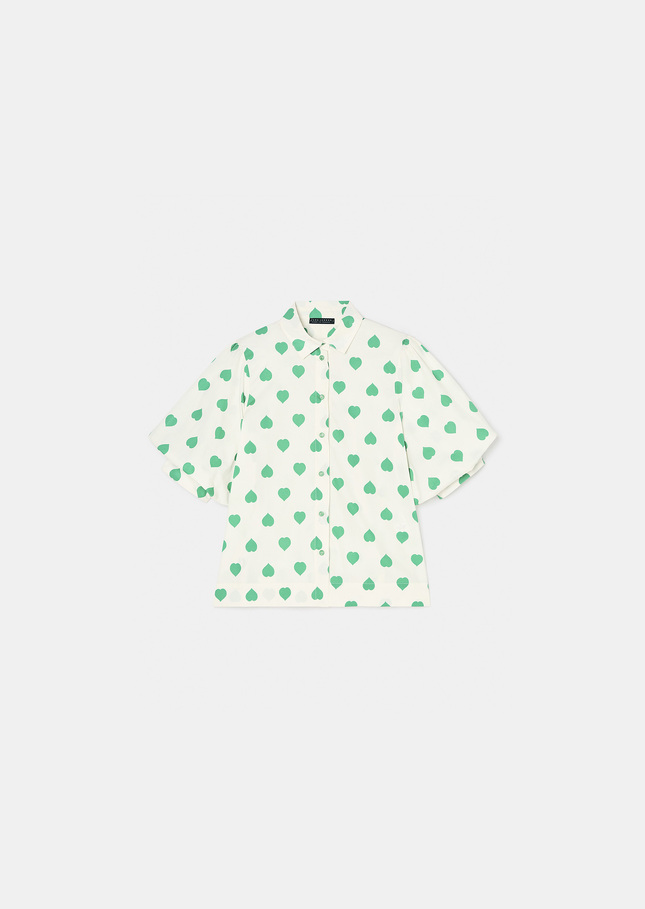 Chemise Calypso verte imprimé coeurs Pistache TARA JARMON