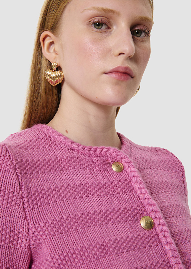 Gilet Giuda rose en laine et coton Bonbon TARA JARMON