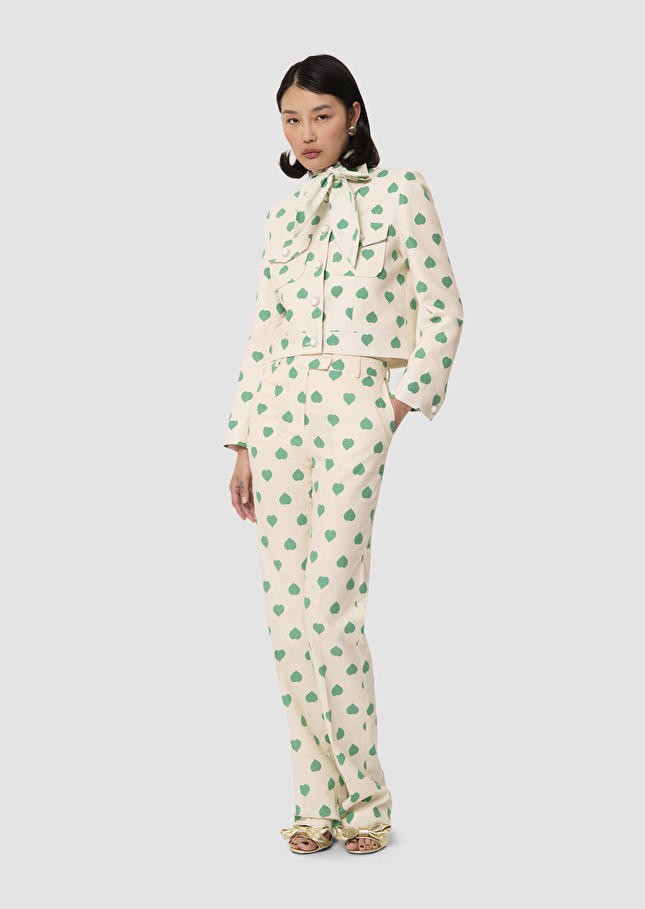 Pantalon Poupee vert imprimé coeurs Pistache TARA JARMON