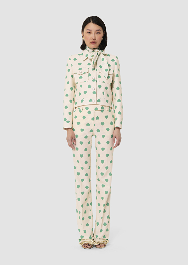 Pantalon Poupee vert imprimé coeurs Pistache TARA JARMON