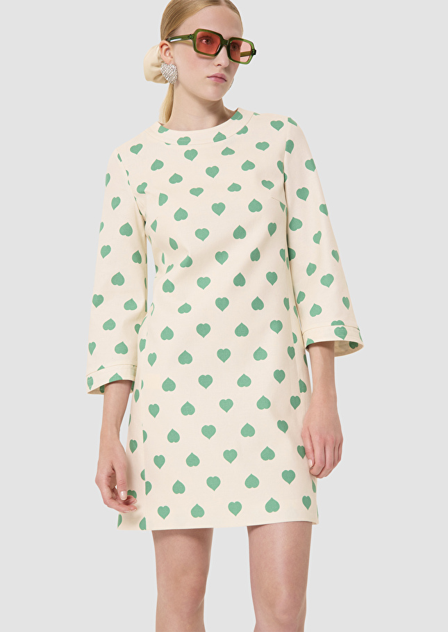 Robe Rivanna écrue imprimé coeurs Pistache TARA JARMON