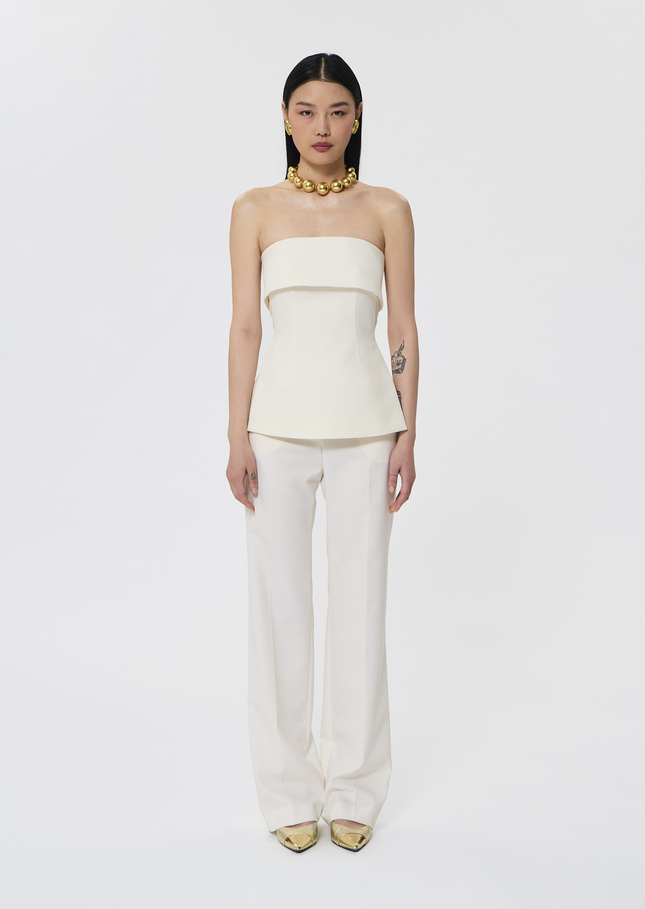 Top Tonnie écru en toile tailleur Ecru TARA JARMON