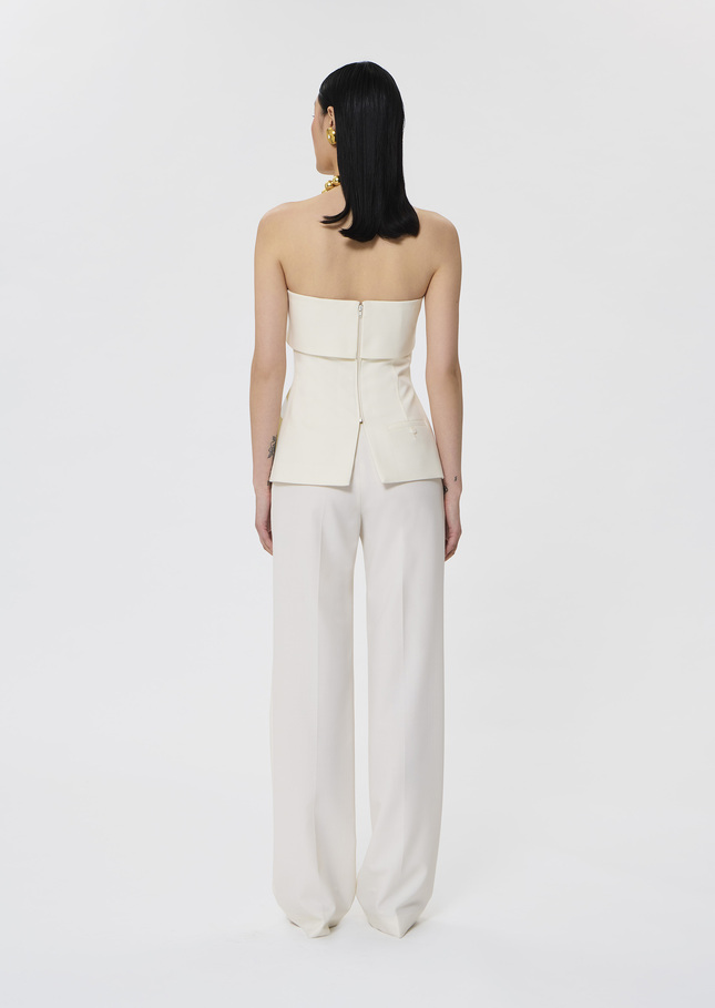Top Tonnie écru en toile tailleur Ecru TARA JARMON