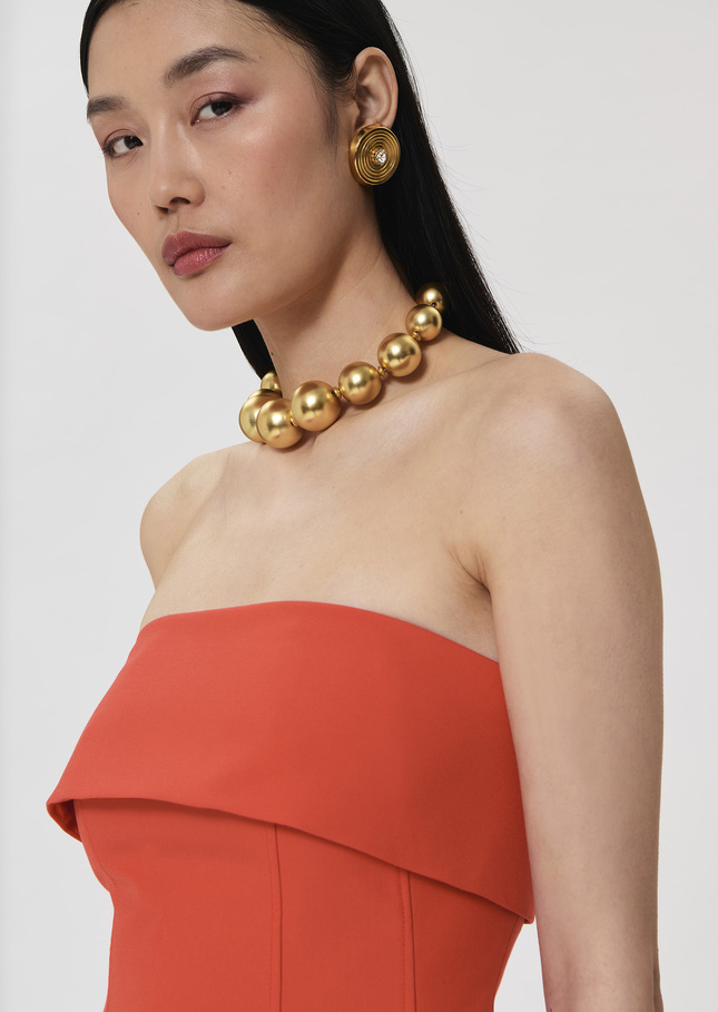 Top Tonnie rouge en toile tailleur