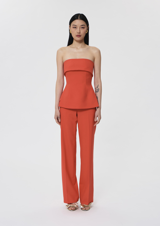 Top Tonnie rouge en toile tailleur