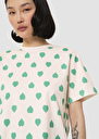 T-shirt Taralovely écru imprimé coeurs verts Pistache TARA JARMON