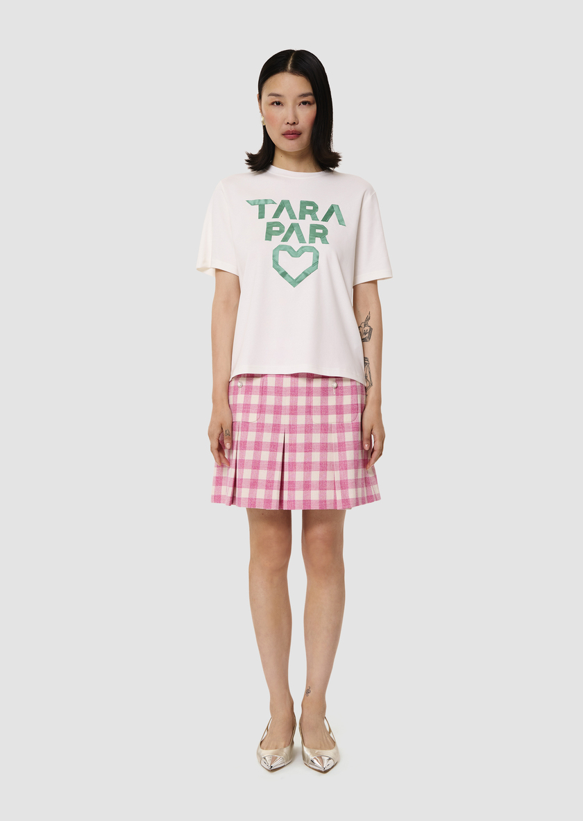 T-shirt Trefle blanc en double coton Tara par coeur vert Pistache TARA JARMON