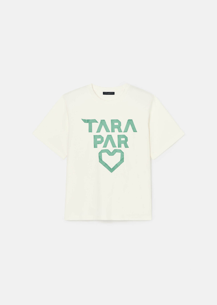 T-shirt Trefle blanc en double coton Tara par coeur vert Pistache TARA JARMON