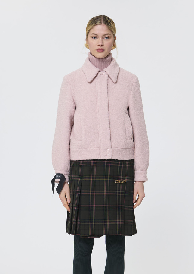 Blouson Beatrice rose en laine bouclettes Rose TARA JARMON