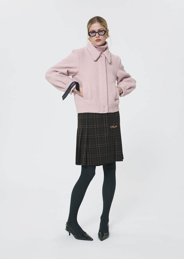 Blouson Beatrice rose en laine bouclettes Rose TARA JARMON