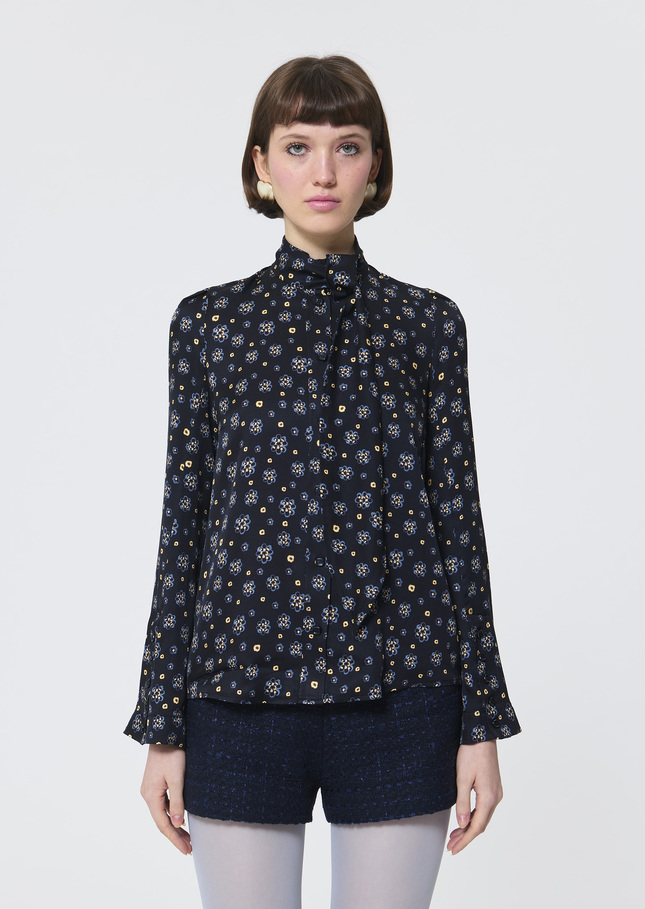 Chemise Colette bleu nuit imprimé fleuri Nuit TARA JARMON